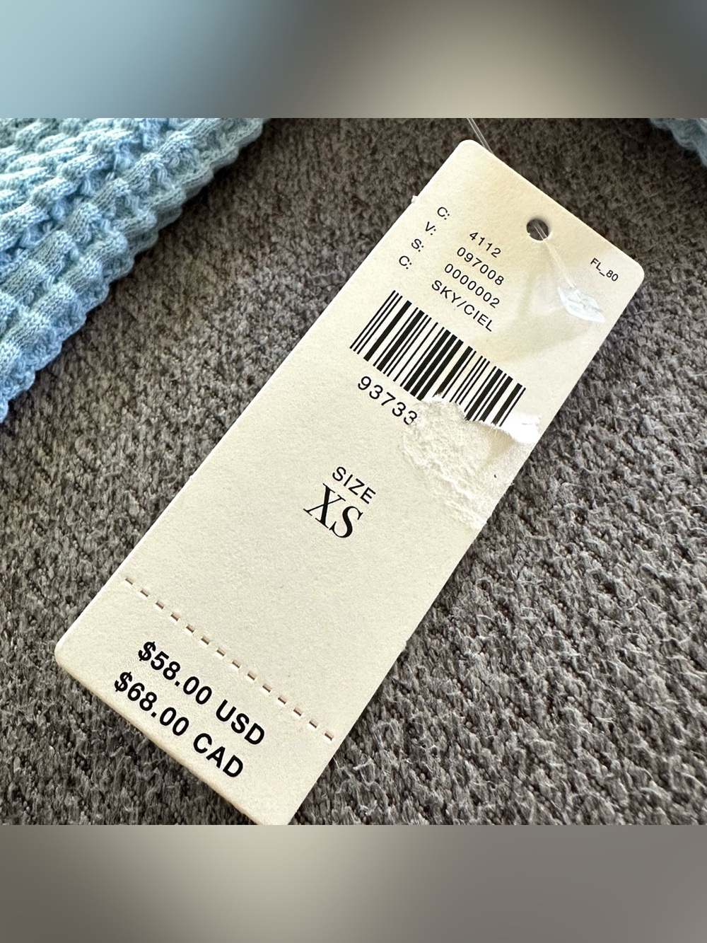 NWT Anthropologie Pilcro Waffle Knit Cropped Shirt XS - Picture 3 of 5